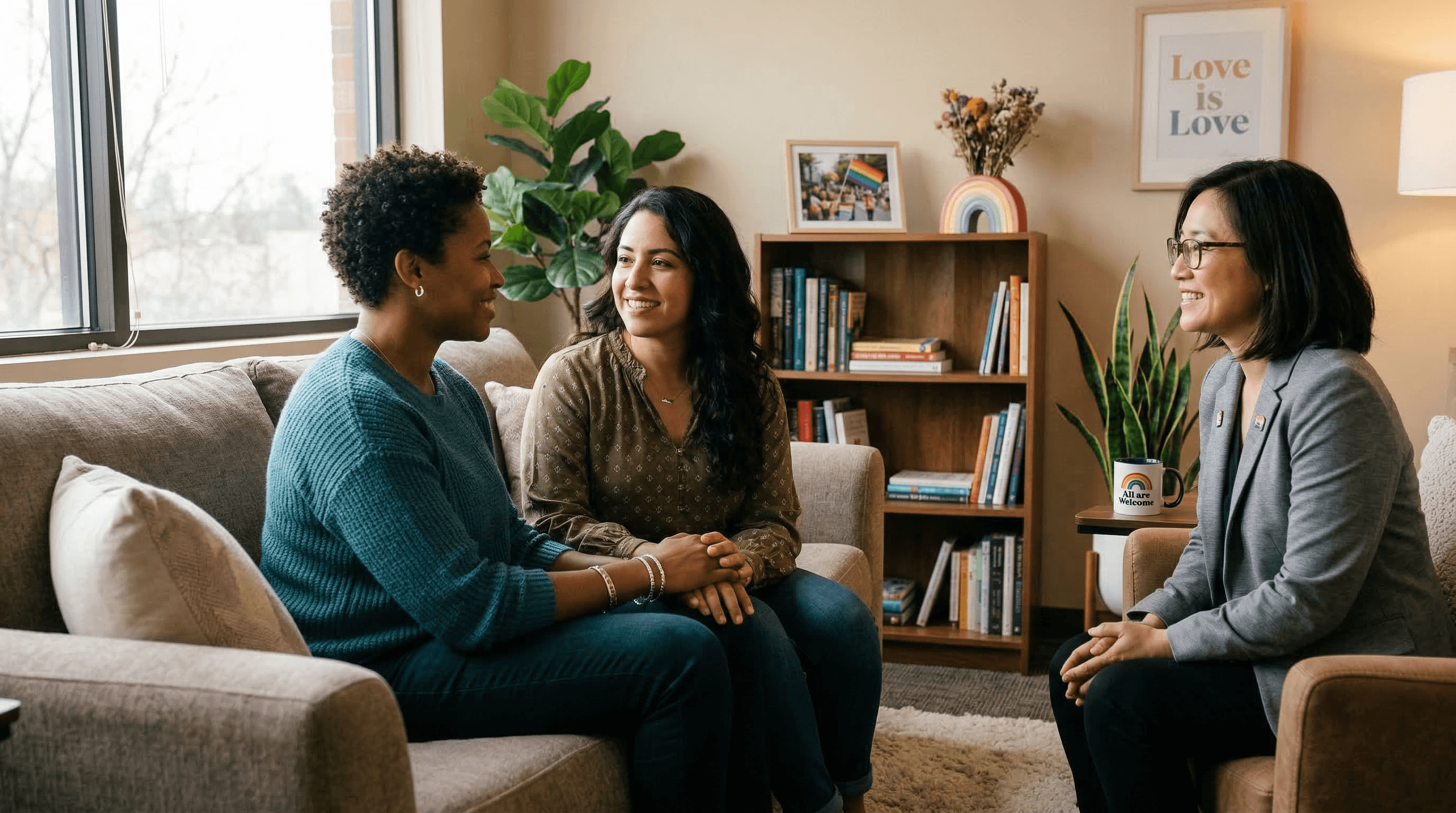 Welcoming and inclusive therapy space for LGBTQ+ individuals