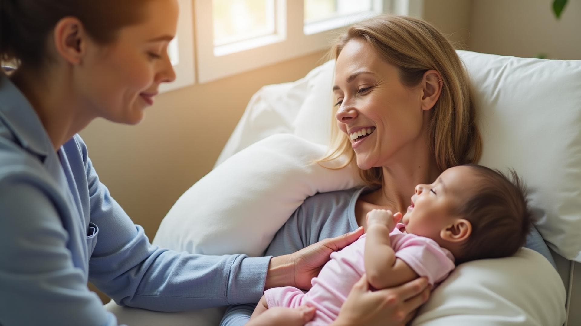 Mother receiving supportive perinatal therapy