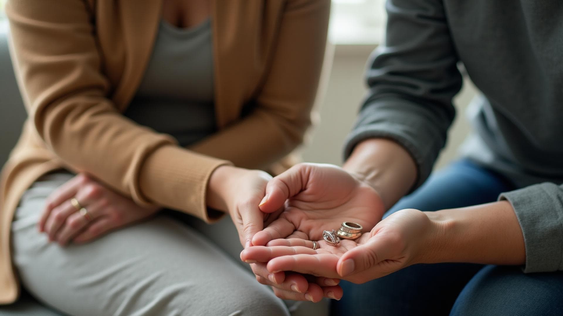 Engaged couple in premarital counseling session