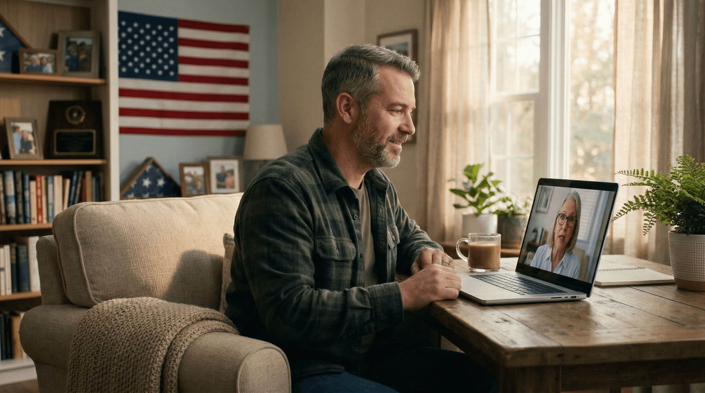 Veteran receiving supportive therapy